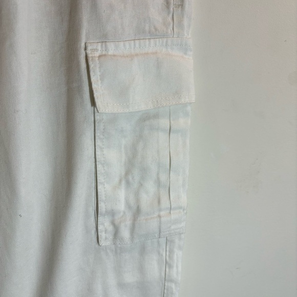 ZARA Sz  M Linen Cotton Blend Cargo Style Multiple Pockets Trousers Pants - Picture 3 of 10